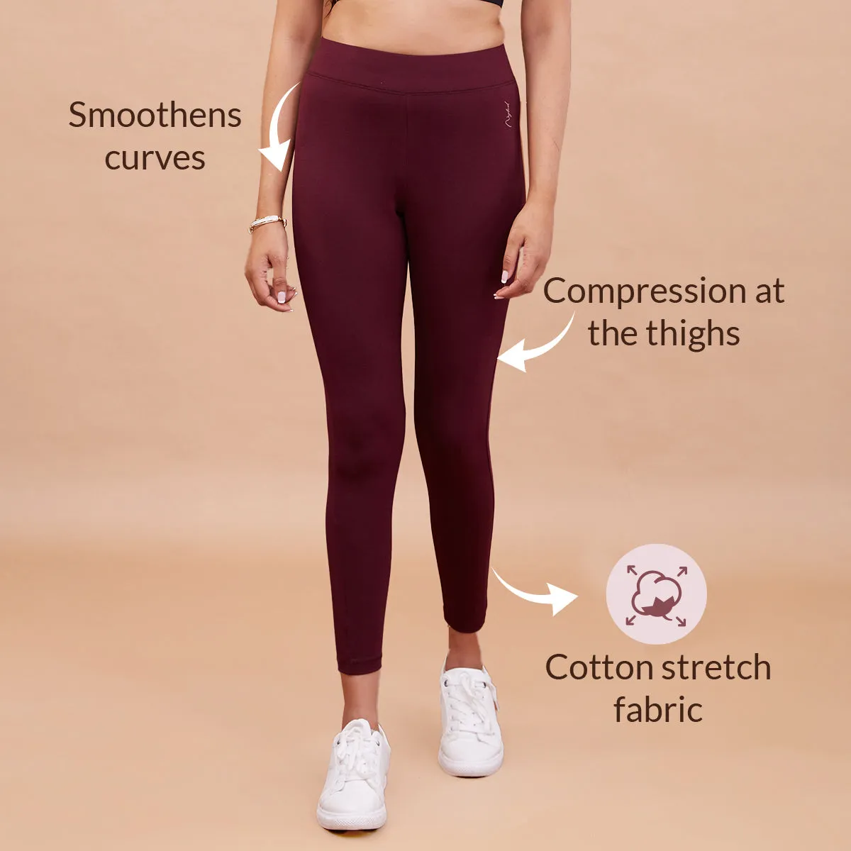 Nykd All Day Essential Cotton Leggings-NYAT076-Potent Purple