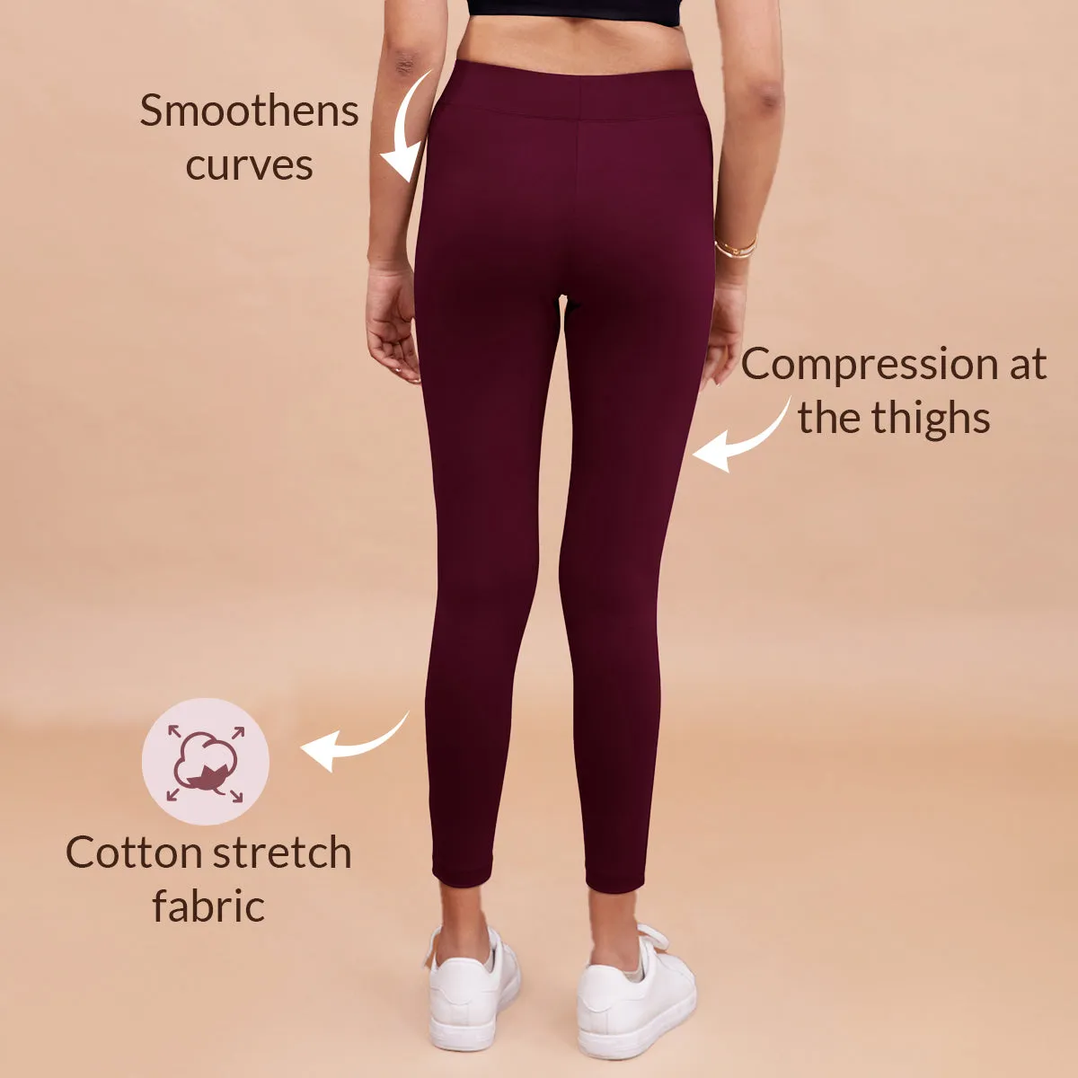Nykd All Day Essential Cotton Leggings-NYAT076-Potent Purple