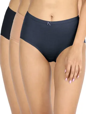 Pack Of 3 Cotton Full Brief with Anti odor-NYP104-Black, Mahogany rose, Peacoat