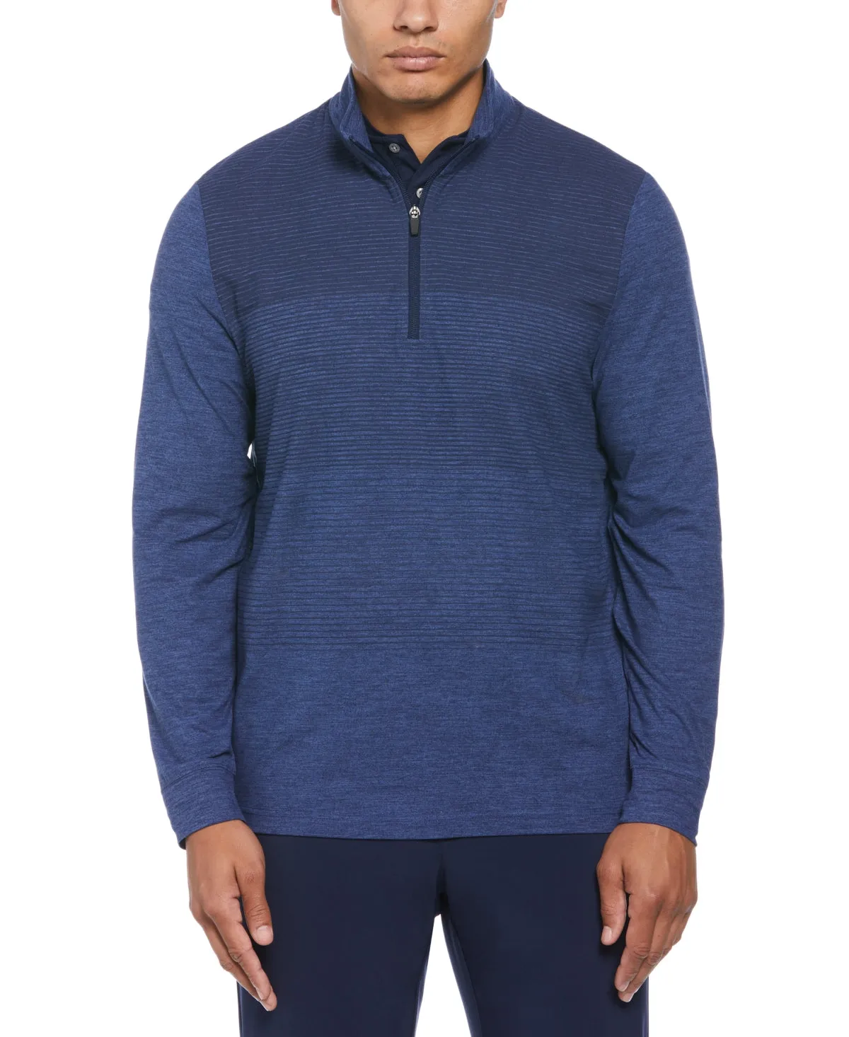 PGA TOUR Mens Lux Touch Quarter Zip Ombre Golf Sweater Peacoat Blue Small