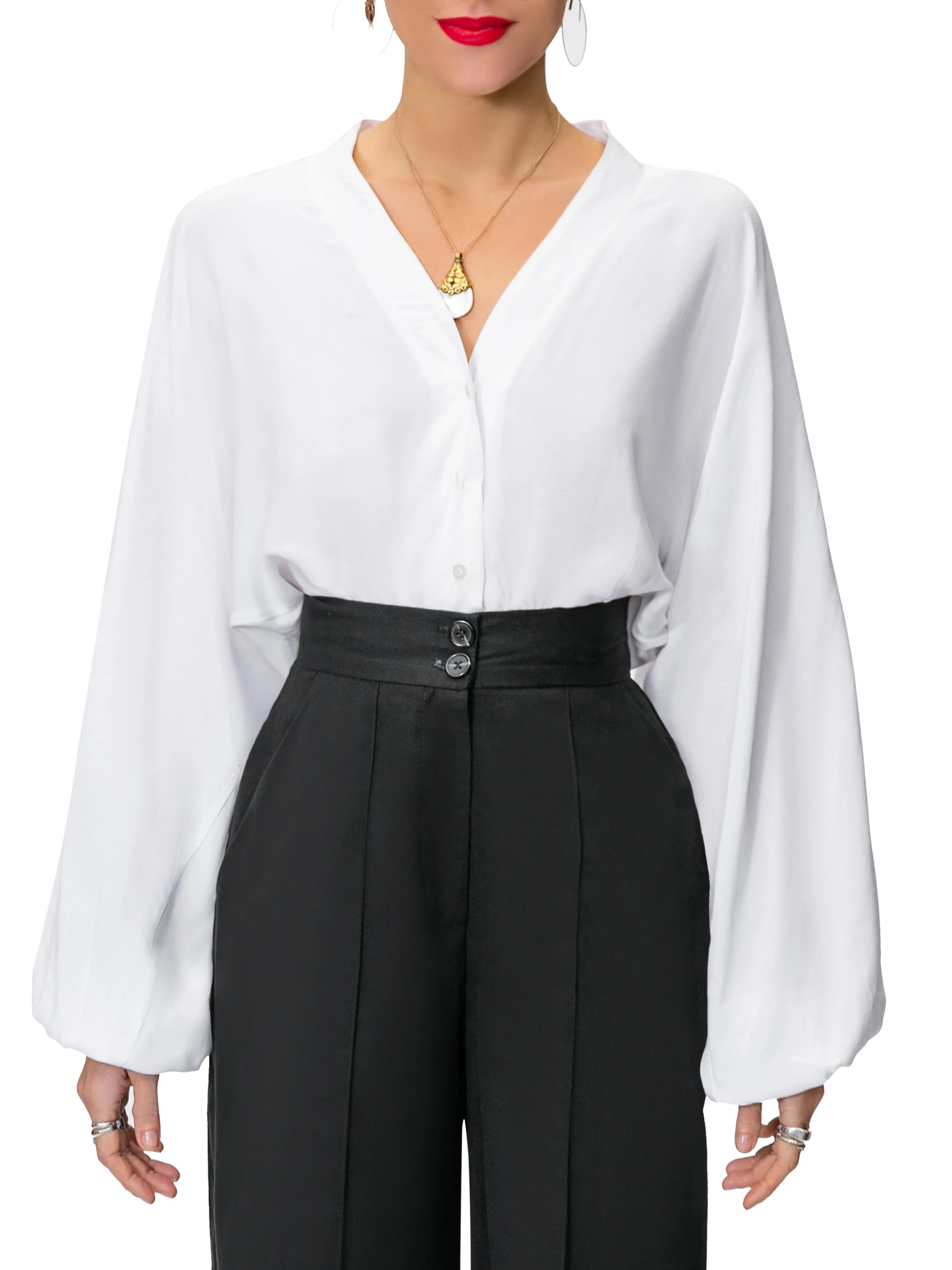 "Molly" White Bell Sleeve Bodysuit