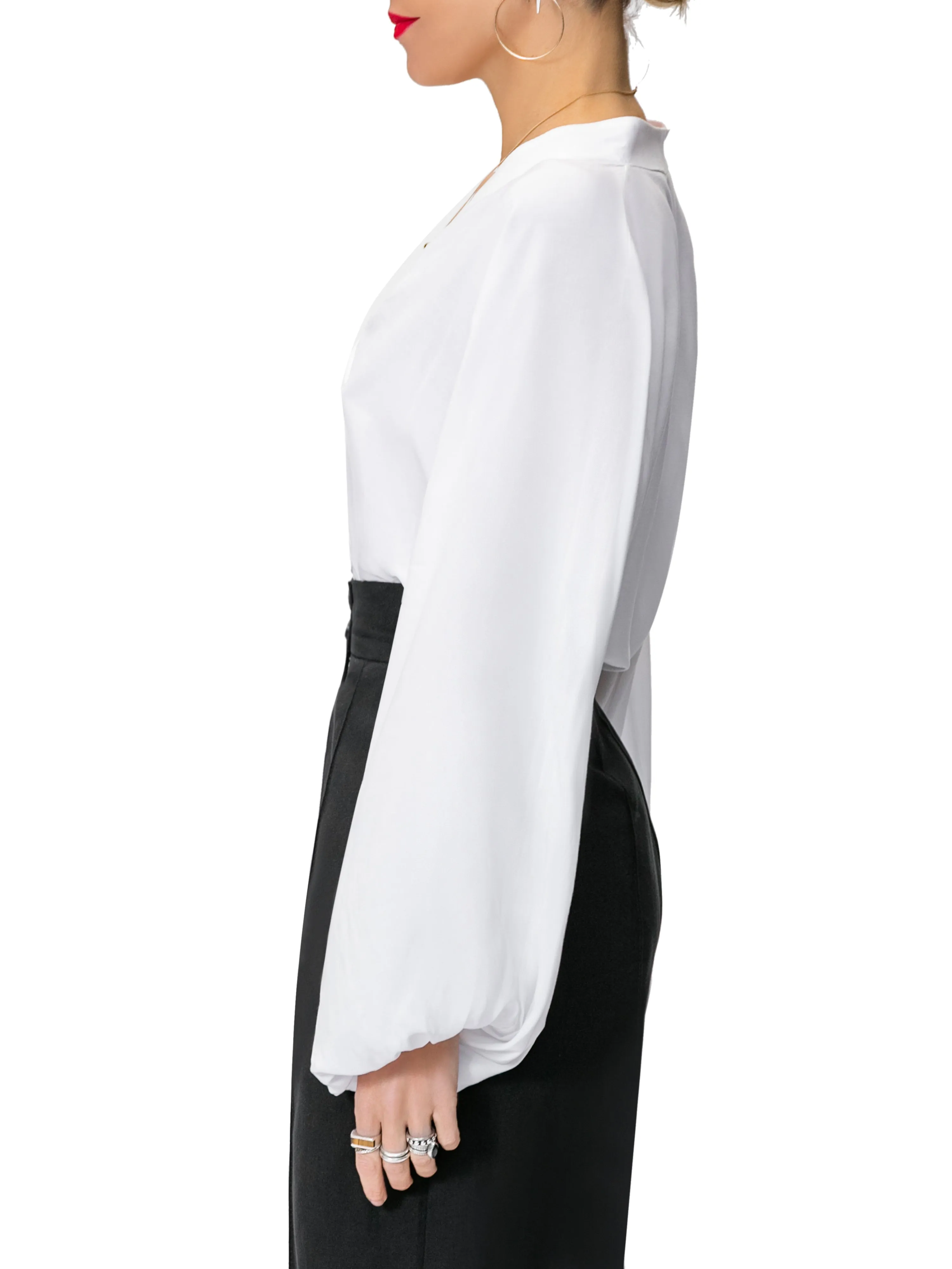 "Molly" White Bell Sleeve Bodysuit