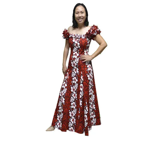 Royal Leis Off-shoulder Ruffle Long Muumuu Wedding Dress for Bride or Bridesmaids