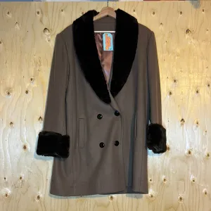 (RR2693) Vintage Faux Fur Collar Peacoat