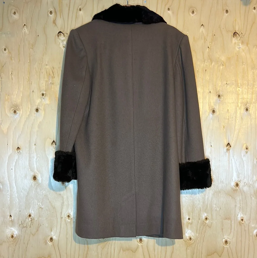 (RR2693) Vintage Faux Fur Collar Peacoat