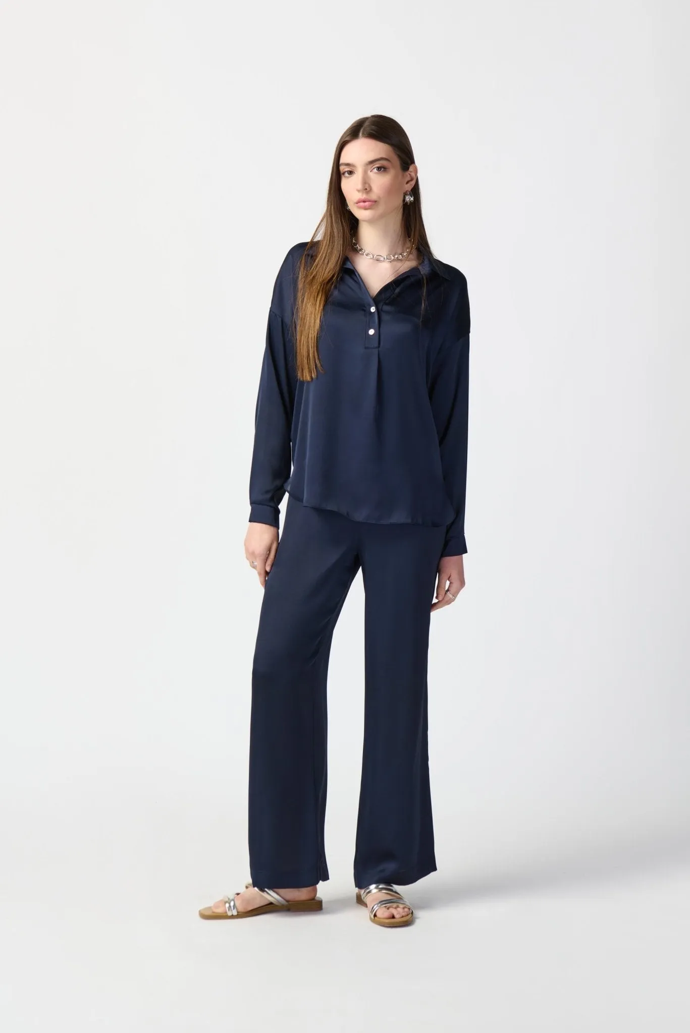 Satin Wide Leg Pull-On Pant