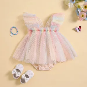 Scale Print Butterfly Rainbow Romper
