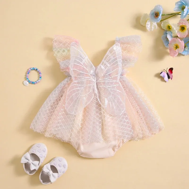 Scale Print Butterfly Rainbow Romper