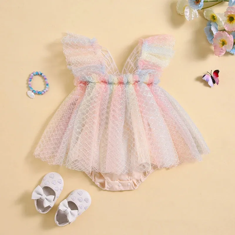 Scale Print Butterfly Rainbow Romper