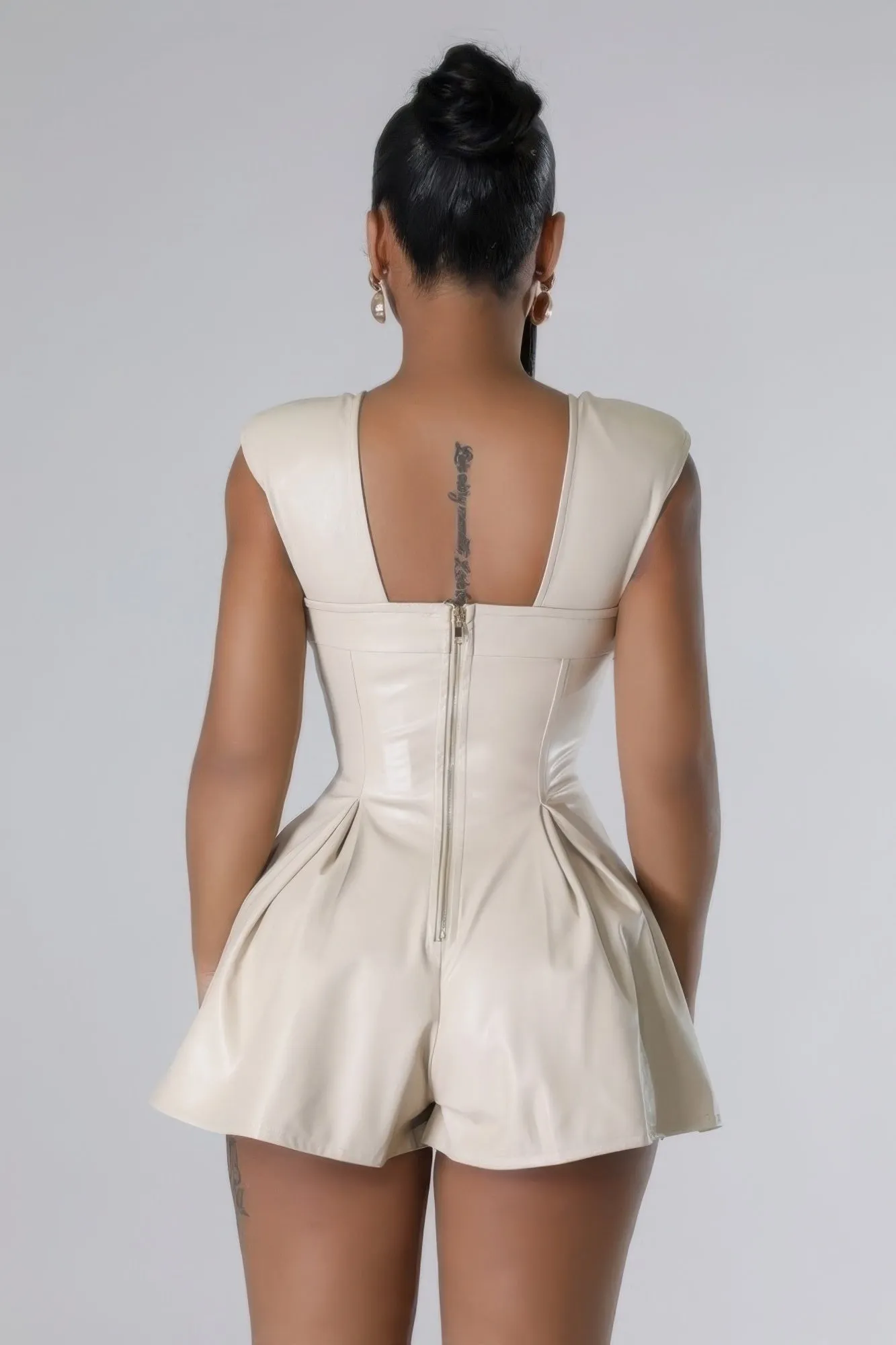 Semi-stretch Faux Leather Romper