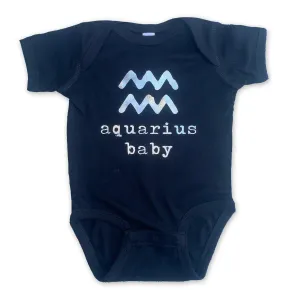 Sol Baby Silver Foil Zodiac Black Bodysuit