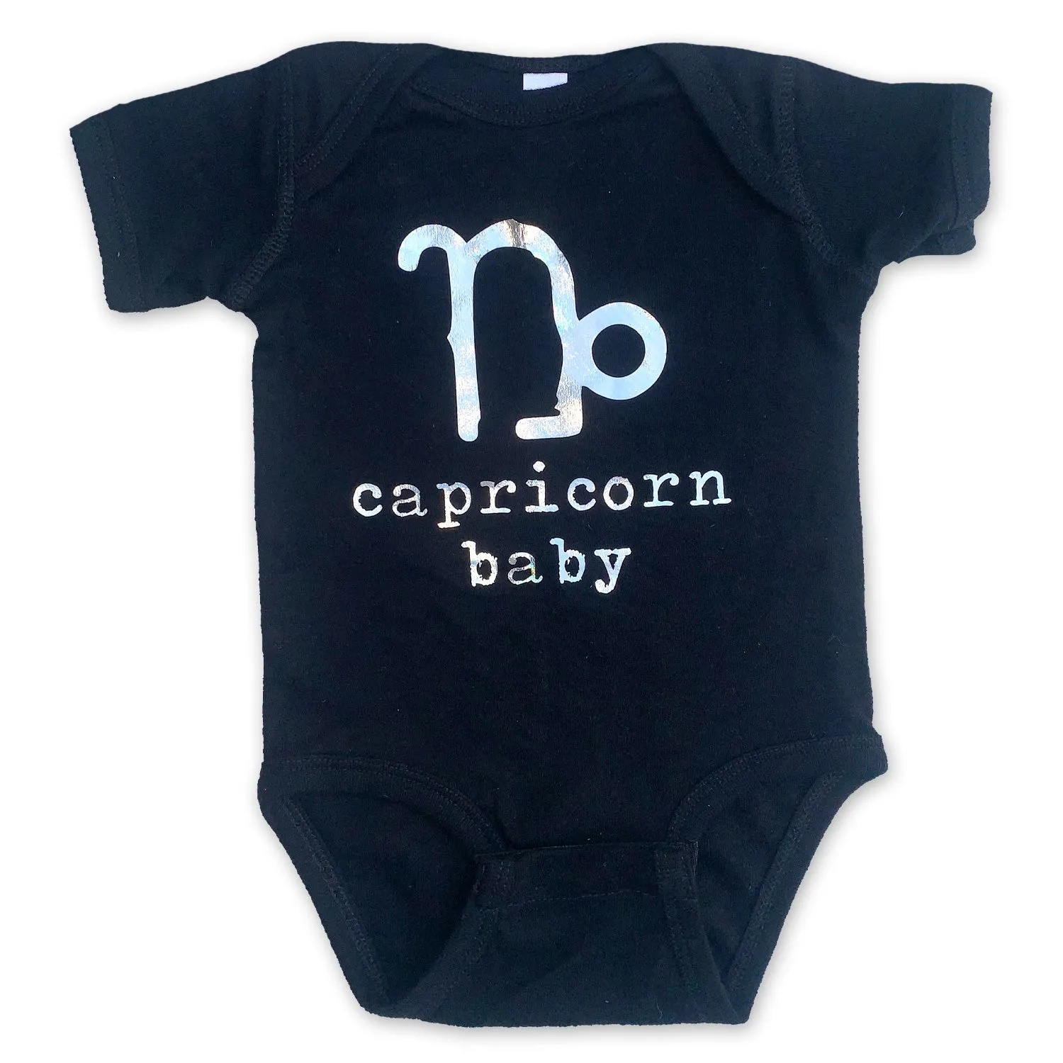 Sol Baby Silver Foil Zodiac Black Bodysuit
