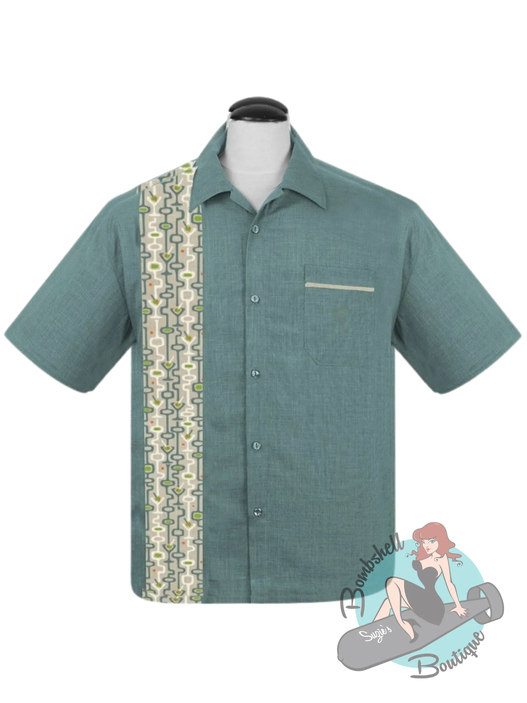 Steady Mod Martini Men's Bowling Shirt