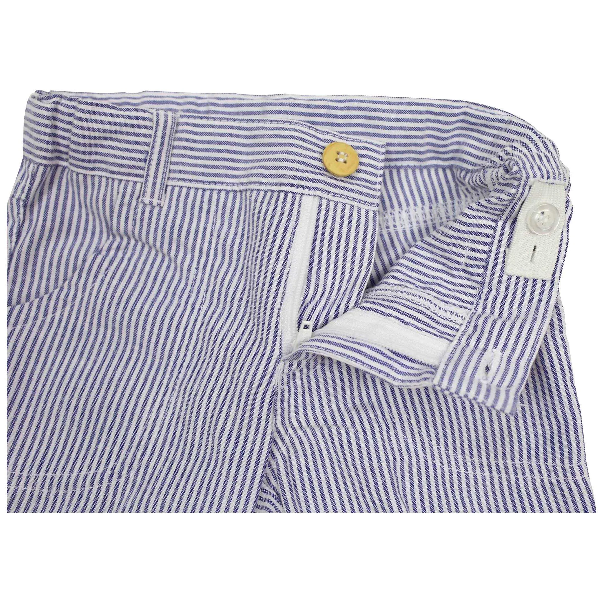 Striped Cotton Twill Pants Navy