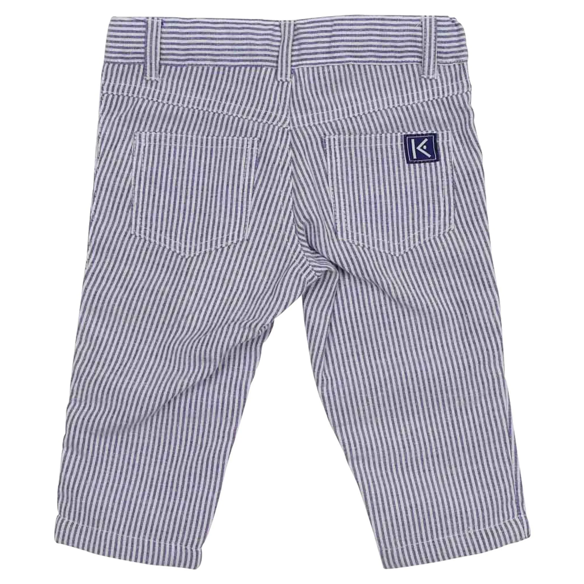Striped Cotton Twill Pants Navy