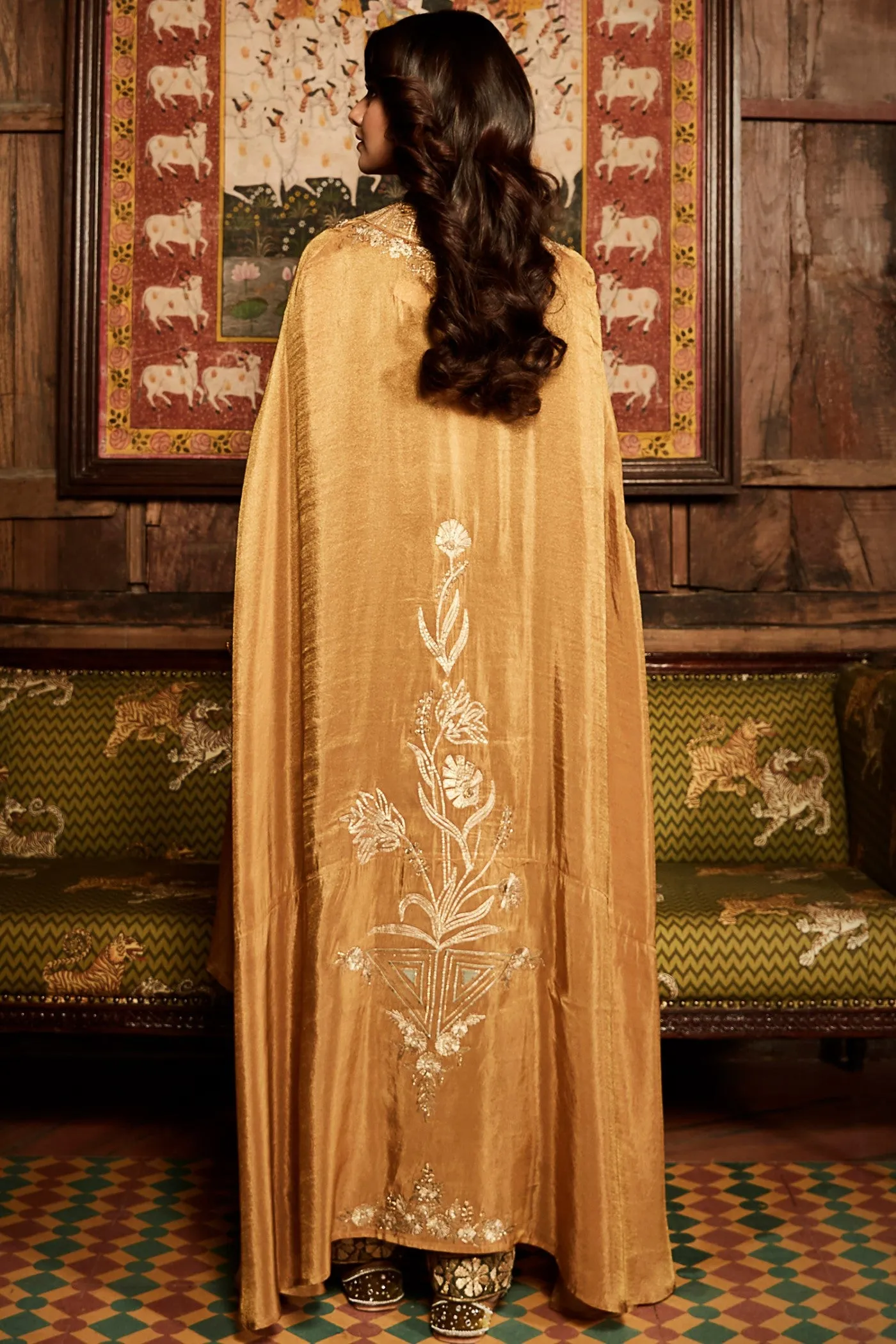 The Tissue Gota Olive & Haldi Cape Set