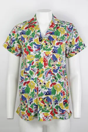 Vintage 1950s 'Modern' Motif of Racing Cars and Holliday Scenes - S