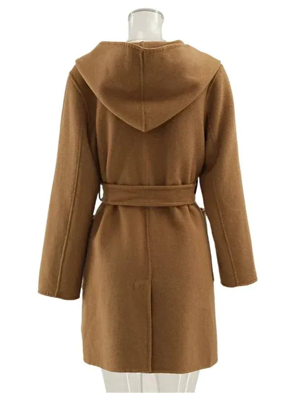 Wenkouban-Winter outfits Christmas Brown Woolen Wrap Hooded Overcoat