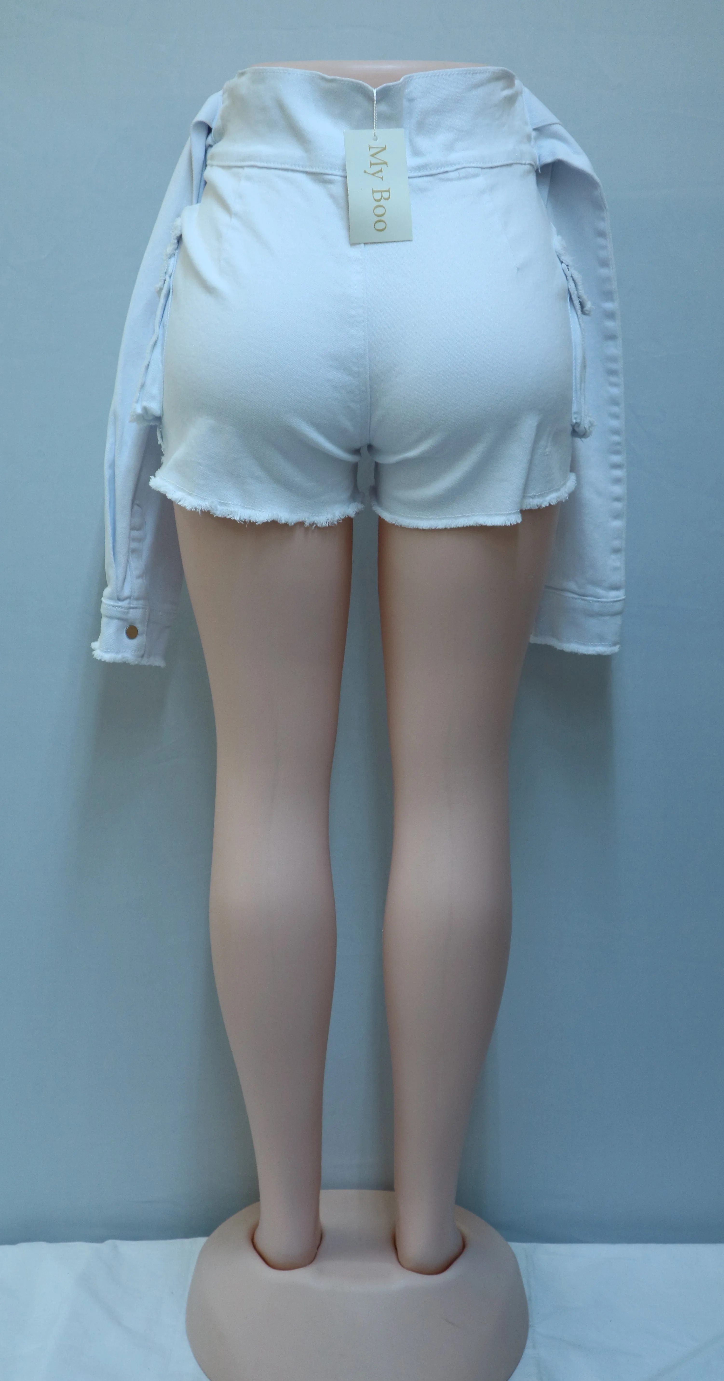 White Denim Arm Sleeve Shorts