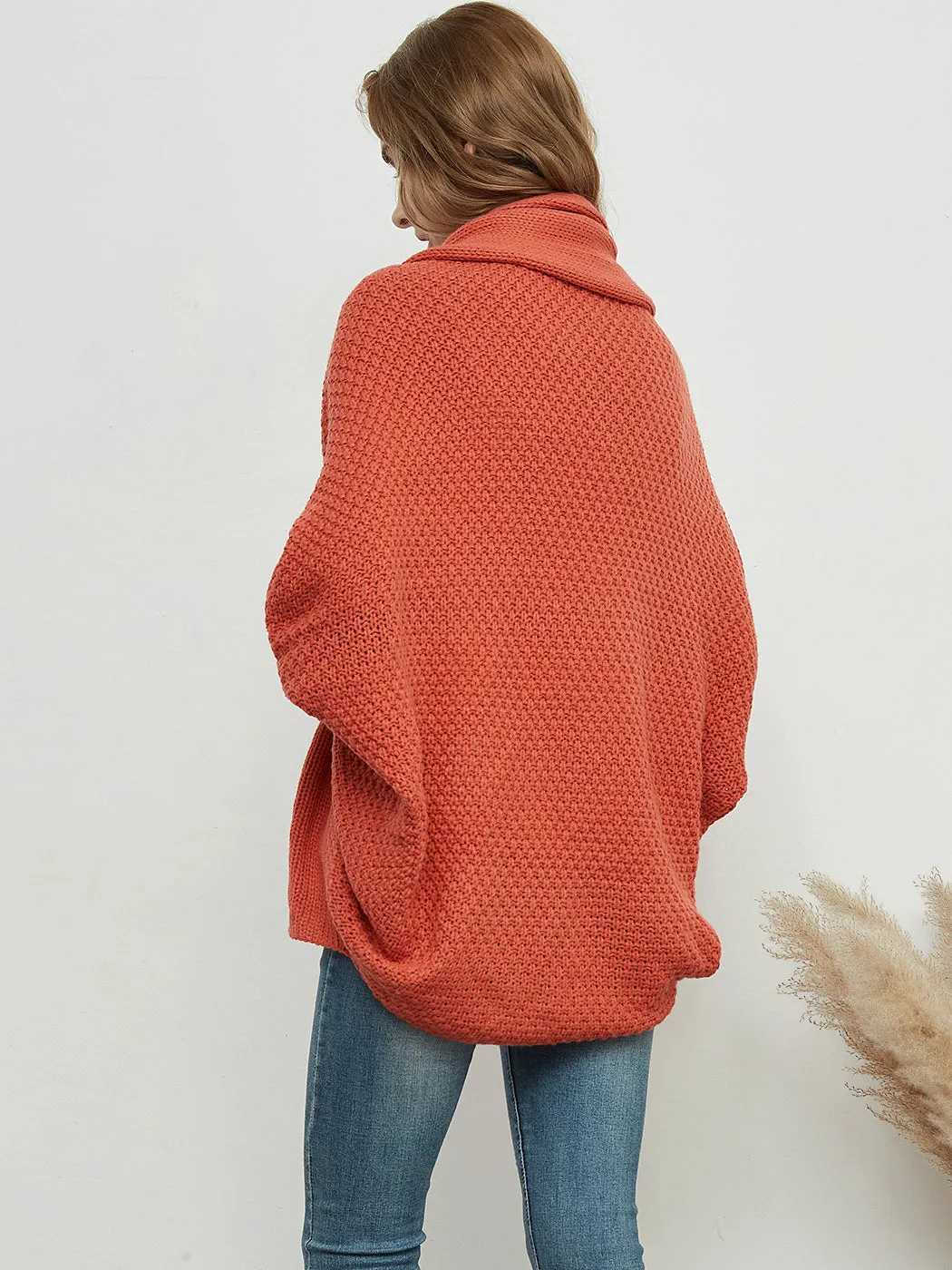 Women Batwing Sleeve Sweater Open Front Kimono Oversized Wrap Cardigan