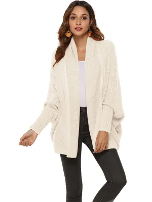 Women Batwing Sleeve Sweater Open Front Kimono Oversized Wrap Cardigan