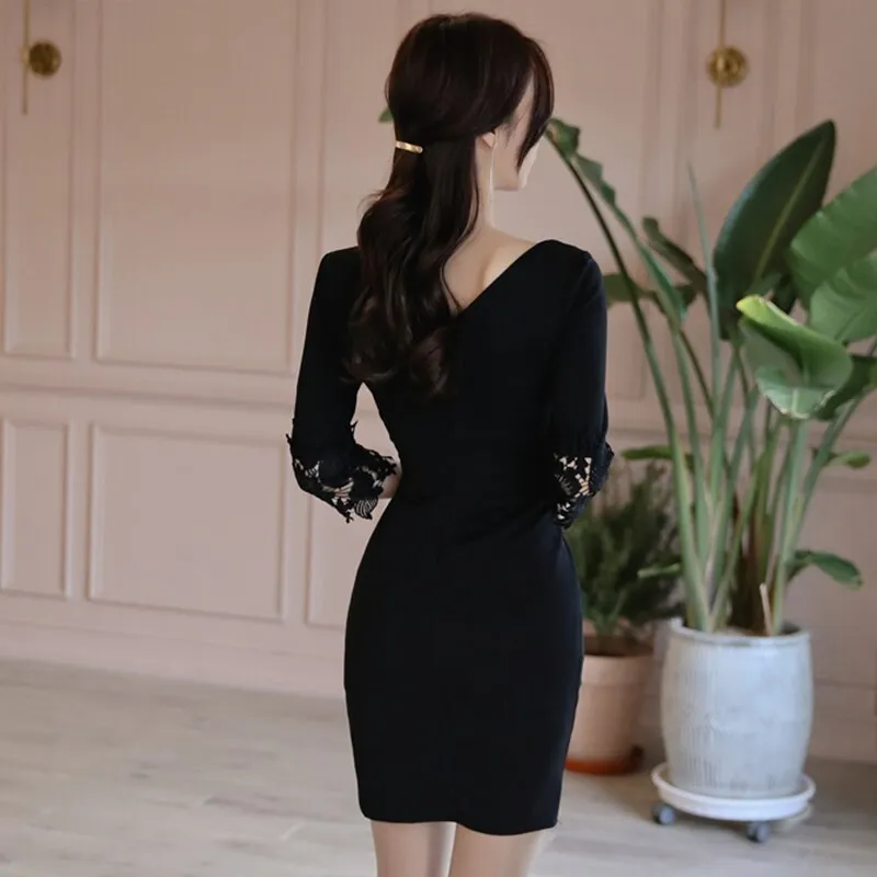 Women's Summer Sheath V-Neck Patchwork Mini Dress