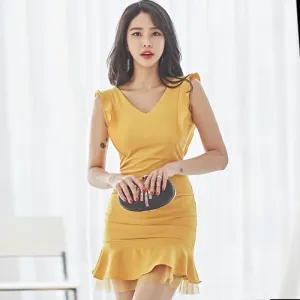 Women's Summer Sleeveless Ruffled V-Neck Dress