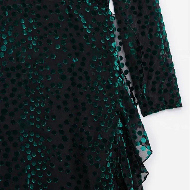 Women's Summer V-Neck Long-Sleeved Dress With Ruffles