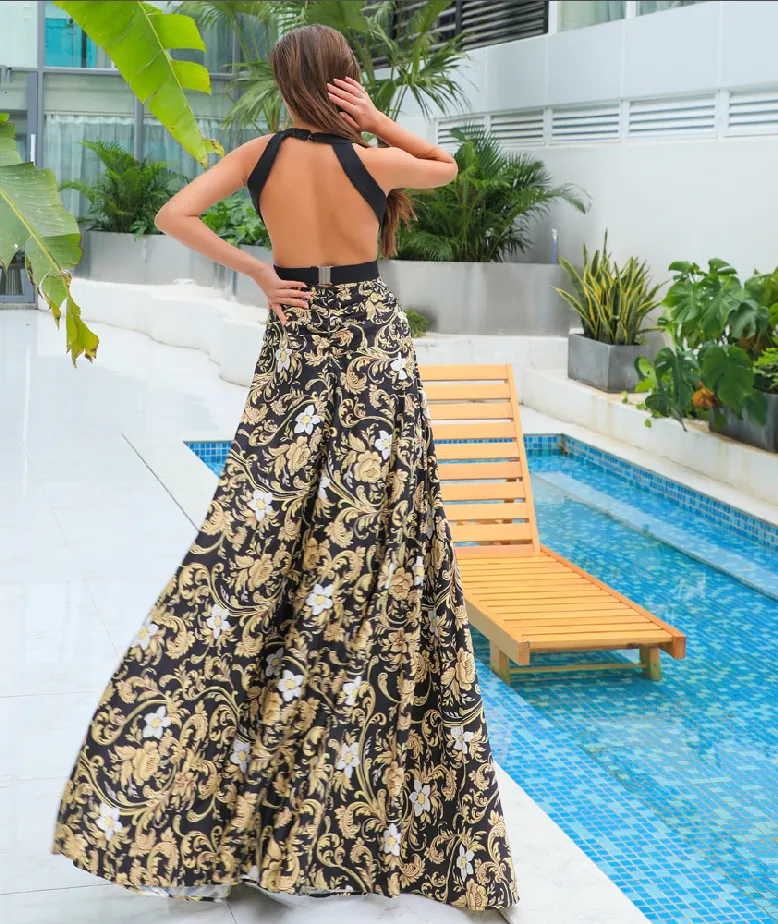 Women's V-Neck Off-Shoulder High-Split Long Dress
