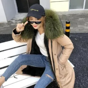 Women's Winter Casual Long Hooded Parka With Fox Fur