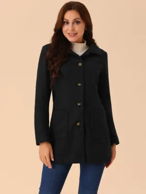 Women's Winter Overcoat Mid-Long Casual Notch Lapel Single-Breasted Peacoat