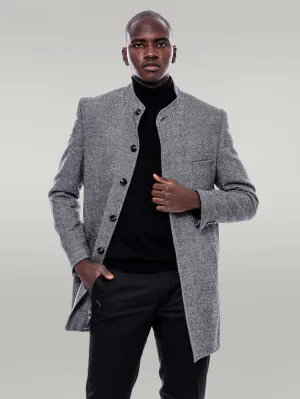 WSS Mandarin Collar Grey Short Coat  - Singen