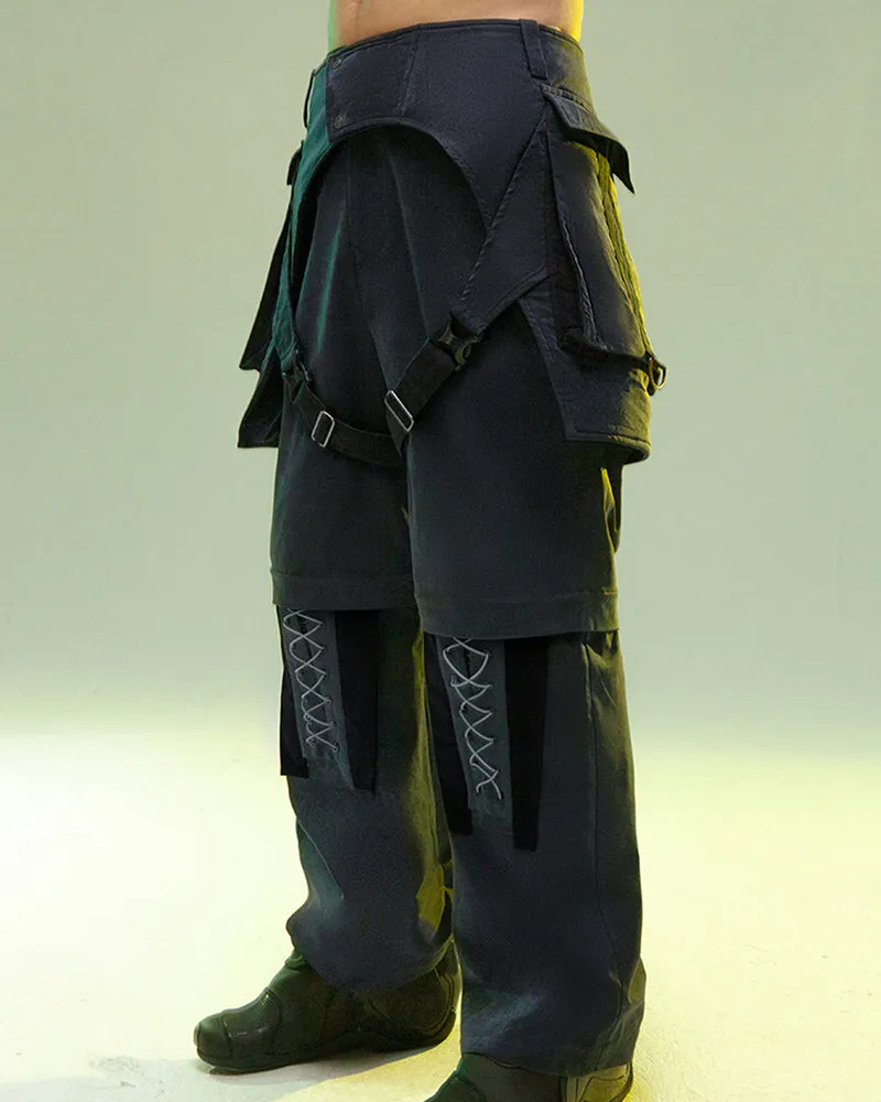 XIPHEVIL Cyberpunk Outfits Operative Detachable Two-Piece Pants