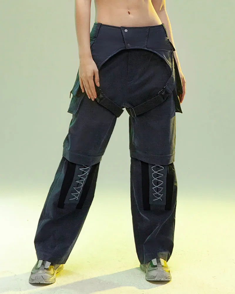 XIPHEVIL Cyberpunk Outfits Operative Detachable Two-Piece Pants