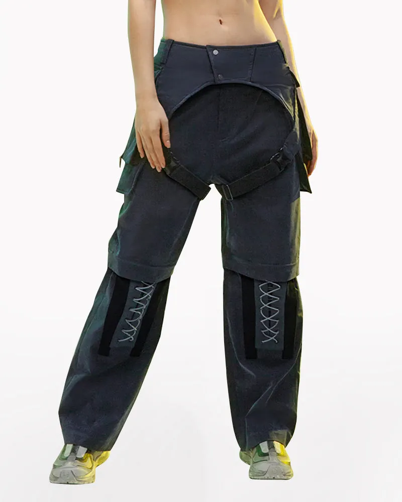 XIPHEVIL Cyberpunk Outfits Operative Detachable Two-Piece Pants