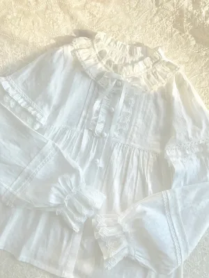 Yilia~Elegant Cotton Long-Sleeved Shirt